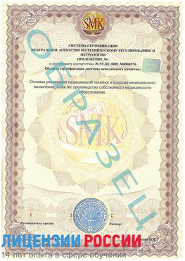 Образец сертификата соответствия (приложение) Сухой Лог Сертификат ISO 13485